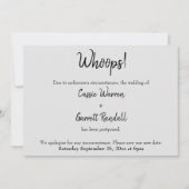 Grijs "Wiops!" Uitgestelde bruiloft Kaart (Voorkant)