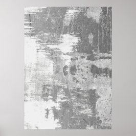 Grijs & Wit Abstract Patroon Muur Art Poster