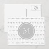 Grijs wit Aztec Arrows Monogram Briefkaart (Voorkant / Achterkant)