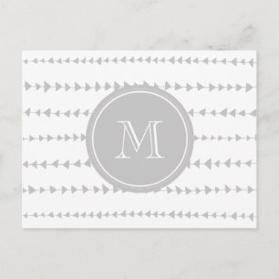 Grijs wit Aztec Arrows Monogram Briefkaart