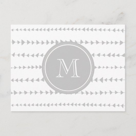 Grijs wit Aztec Arrows Monogram Briefkaart (Voorkant)