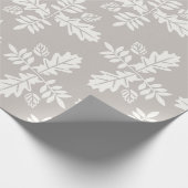 Grijs wit blad lijnbladpatroon cadeaupapier (Hoek)