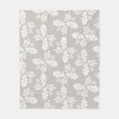 Grijs wit blad  lijnbladpatroon fleece deken (Voorkant)