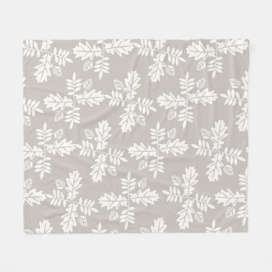 Grijs wit blad  lijnbladpatroon fleece deken (Voorkant (Horizontaal))