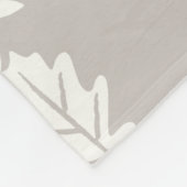 Grijs wit blad  lijnbladpatroon fleece deken (Hoek)