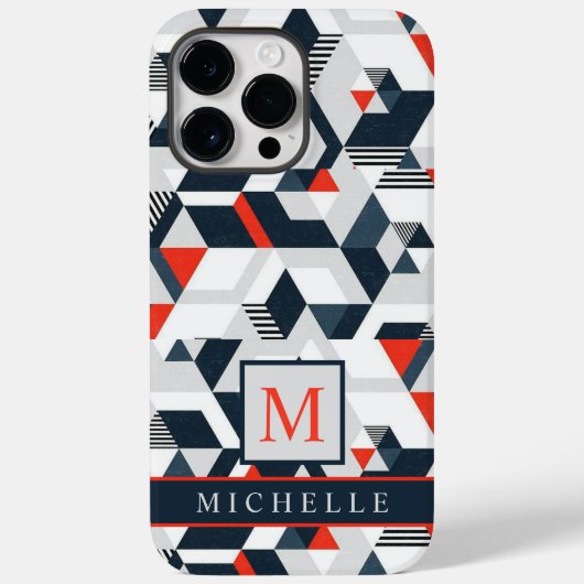 grijs wit blauw rood geometrisch Case-Mate iPhone case (Achterkant)