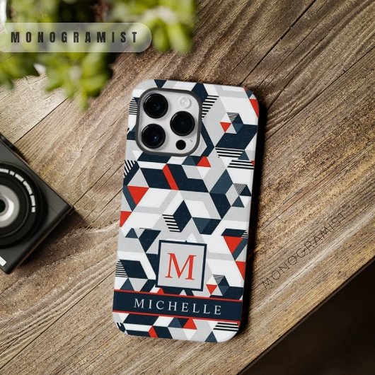 grijs wit blauw rood geometrisch Case-Mate iPhone case