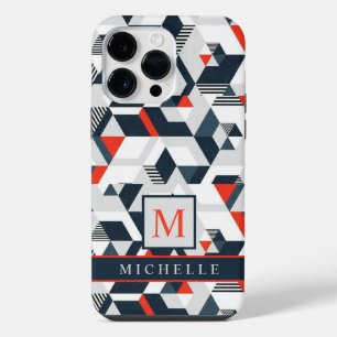 grijs wit blauw rood geometrisch iPhone 14 pro max hoesje