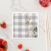 Grijs Wit Bloemen Gingham Plaid Land Boerderij Servet (Insitu)