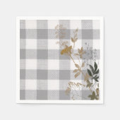 Grijs Wit Bloemen Gingham Plaid Land Boerderij Servet (Voorkant)