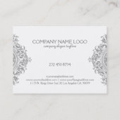 Grijs & Wit Bloemen Ornament Design Visitekaartje (Achterkant)