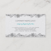 Grijs & Wit Bloemen Paisley Kant Visitekaartje (Achterkant)