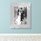 Grijs Wit Bloemenportret Fotosjabloon Afbeelding Canvas Afdruk (Insitu (Houten vloer))