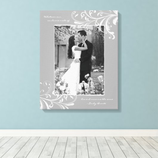 Grijs Wit Bloemenportret Fotosjabloon Afbeelding Canvas Afdruk (Insitu (Houten vloer))