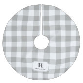 Grijs & wit Buffalo Plaid Monogram Kerstboom Rok (Voorkant)