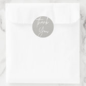 Grijs & Wit Calligrafie Dank Je Rond Sticker (Tas)