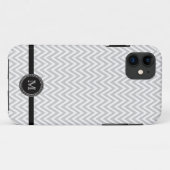 Grijs wit chevron monogram 5 hoesje (Achterkant (horizontaal))