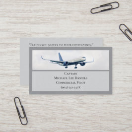 Grijs Wit Commercieel Vliegtuigkapitein Piloot Visitekaartje