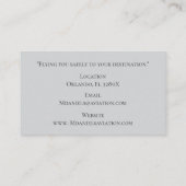 Grijs Wit Commercieel Vliegtuigkapitein Piloot Visitekaartje (Achterkant)