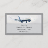 Grijs Wit Commercieel Vliegtuigkapitein Piloot Visitekaartje (Voorkant)