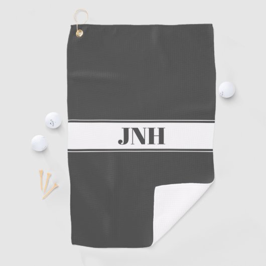 Grijs & Wit Custom Name Stripe Golfhanddoek (Insitu)