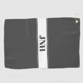 Grijs & Wit Custom Name Stripe Golfhanddoek (Horizontaal)