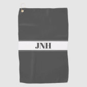 Grijs & Wit Custom Name Stripe Golfhanddoek (Voorkant)
