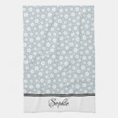 Grijs & Wit Daisies gepersonaliseerd Theedoek (Verticaal)