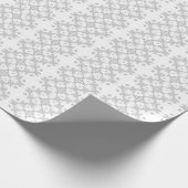 Grijs & Wit Damask Bloempatroon Cadeaupapier (Hoek)
