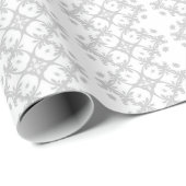 Grijs & Wit Damask Bloempatroon Cadeaupapier (Rol Hoek)
