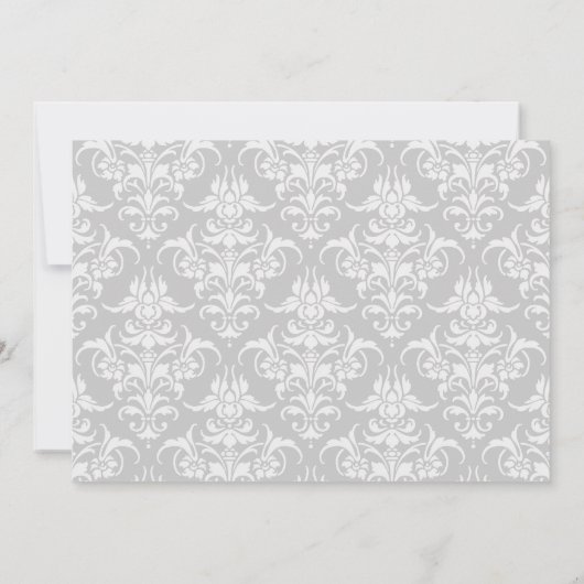 Grijs & Wit Damask Sip en zie uitnodiging (Achterkant)