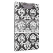 Grijs & Wit Damast Chic Elegante Glam Gepersonalis Klembord (Rechts)