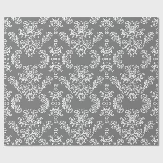 Grijs wit demaspatroon cadeaupapier (Vlak)