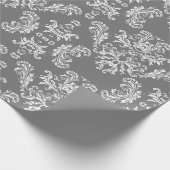 Grijs wit demaspatroon cadeaupapier (Hoek)