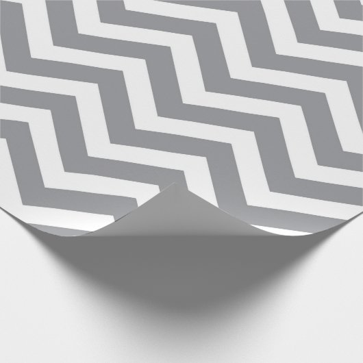 Grijs & Wit Dik Chevron Huwelijk Verjaardag V2 Cadeaupapier (Hoek)