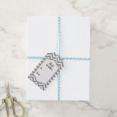 Grijs & Wit Dikke Chevron Huwelijk Verjaardag V2 Cadeaulabel (Met Touw)