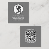 Grijs Wit Douane Logo en QR Code Vierkante Visitekaartje (Voorkant / Achterkant)
