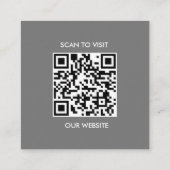 Grijs Wit Douane Logo en QR Code Vierkante Visitekaartje (Achterkant)