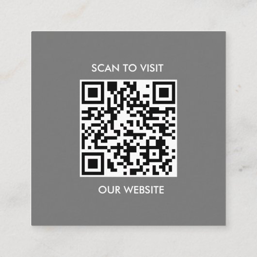 Grijs Wit Douane Logo en QR Code Vierkante Visitekaartje (Achterkant)