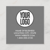 Grijs Wit Douane Logo en QR Code Vierkante Visitekaartje (Voorkant)