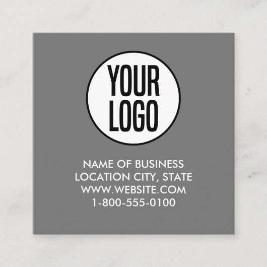 Grijs Wit Douane Logo en QR Code Vierkante Visitekaartje (Voorkant)