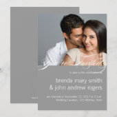 Grijs Wit Eenvoudige Moderne Foto Huwelijksuitnodi Kaart (Voorkant / Achterkant)