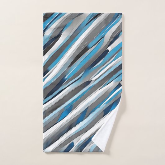 Grijs, wit en blauw lijnpatroon bad handdoek (Handdoek)