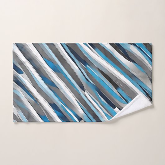 Grijs, wit en blauw lijnpatroon bad handdoek (Handdoek)