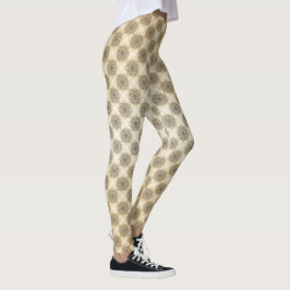 Grijs, Wit, en Geel Mandellapatroon Leggings