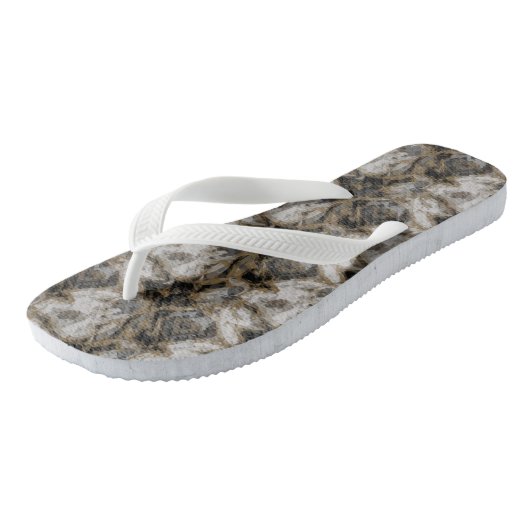 Grijs, Wit en Gouden Marmer Abstract Teenslippers (Schuin)