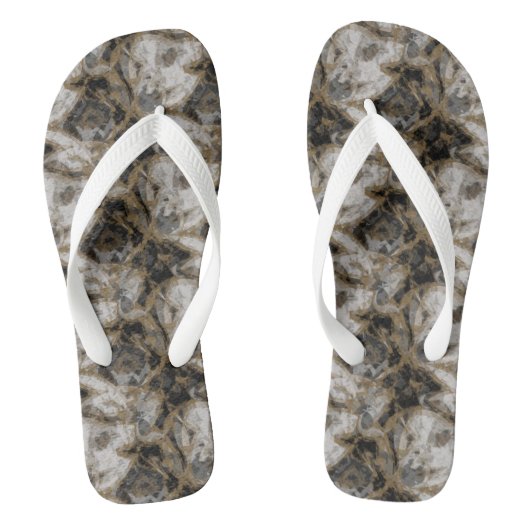 Grijs, Wit en Gouden Marmer Abstract Teenslippers (Voetbed)