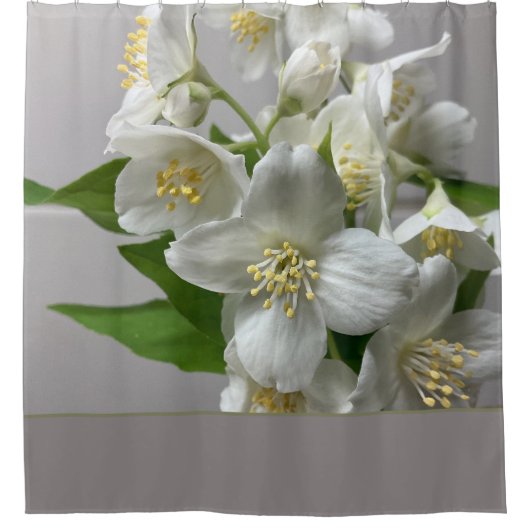 Grijs Wit en Groen Douchegordijn (Voorkant)