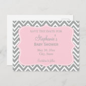 Grijs, wit en pastel Roze Baby shower Briefkaart (Voorkant / Achterkant)