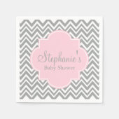 Grijs, wit en pastel Roze Baby shower Servet (Voorkant)